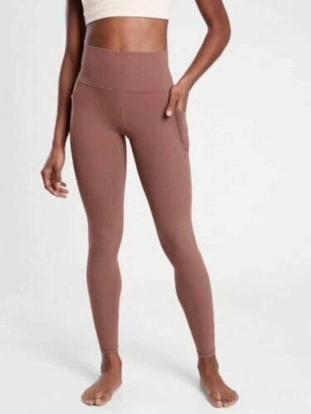 ATHLETA SALUTATION STASH HIGH RISE 7/8 LEGGING MAUVE SZ MEDIUM